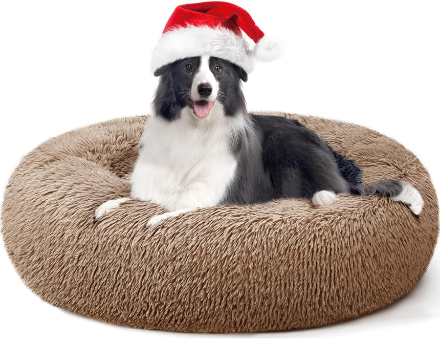 Donut Calming Dog Bed Washable Plush Non Slip Anti Anxiety