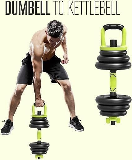 Adjustable 6-in-1 Dumbbell Barbell Kettlebell Set 20kg 30kg 40kg Home Gym