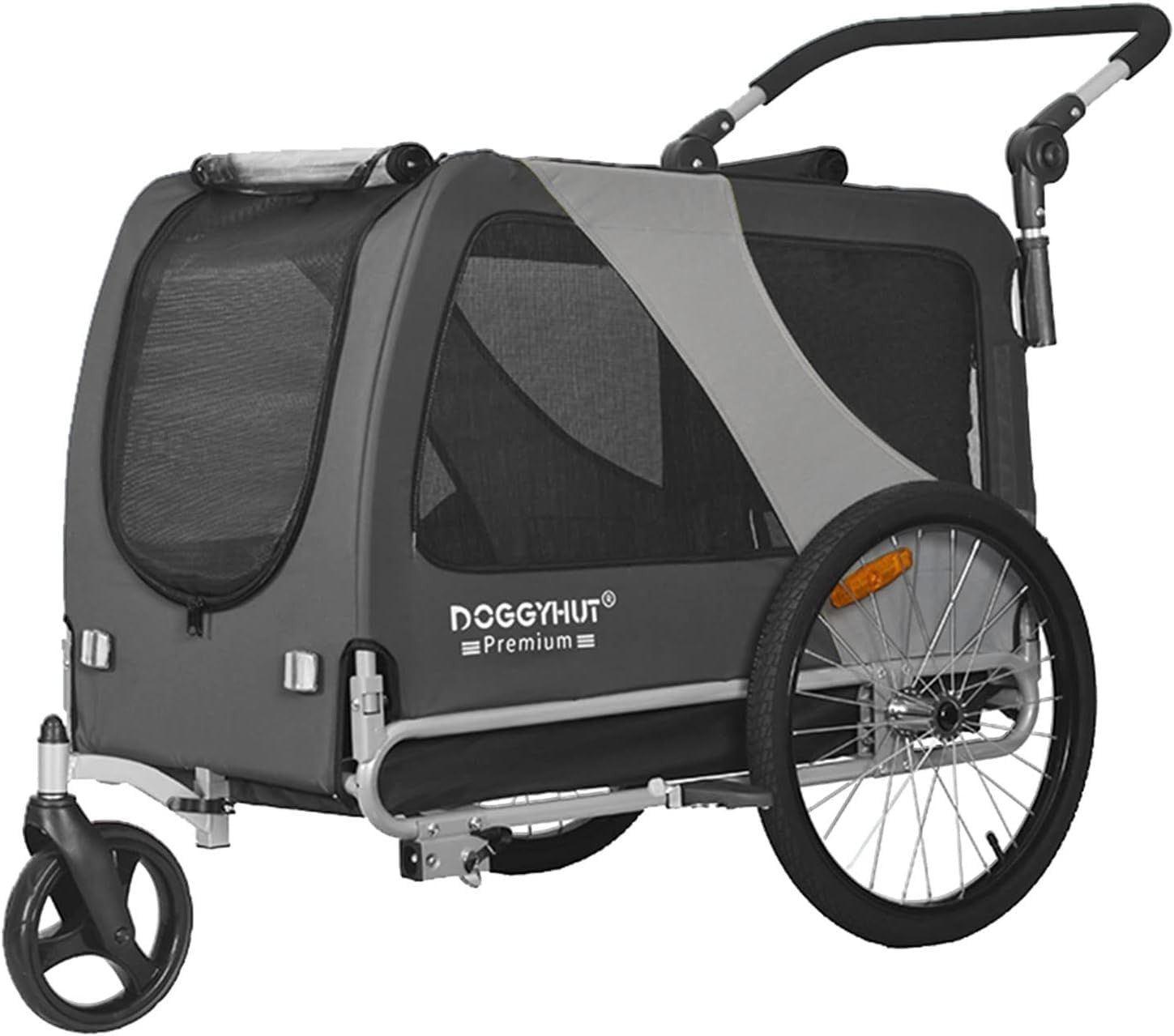 XL Dog Bike Trailer Stroller 45kg Heavy Duty Grey Black Pet Transport