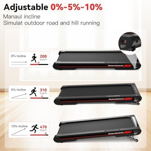 4-in-1 Walking Vibration Pad 6km/h, 5–10% Incline, Under-Desk Compact Home