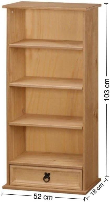 Solid Pine DVD CD Storage Rack 1 Drawer Shelving Unit Wax Finish