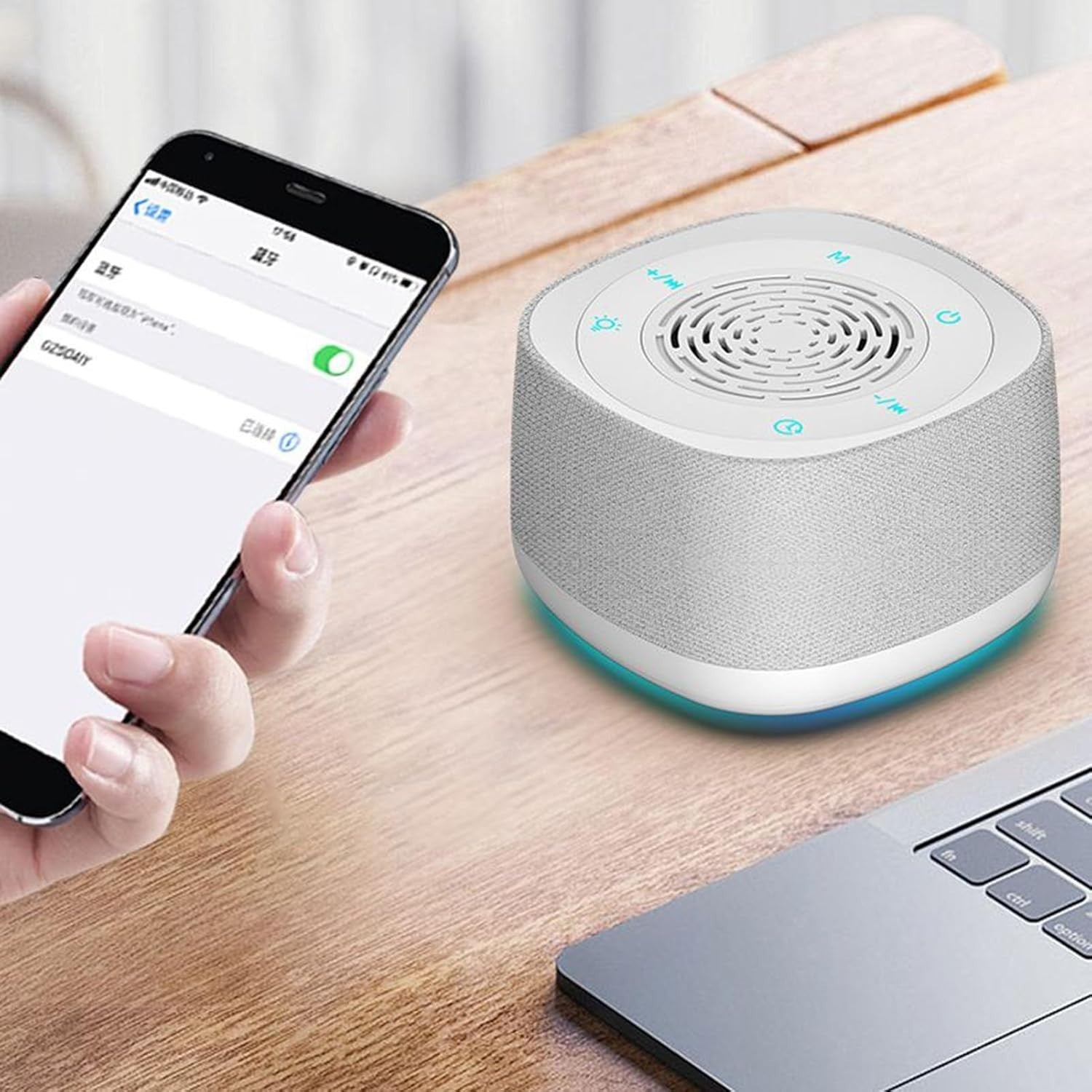Wireless Sleep Sound Machine with White Noise & Night Light, White