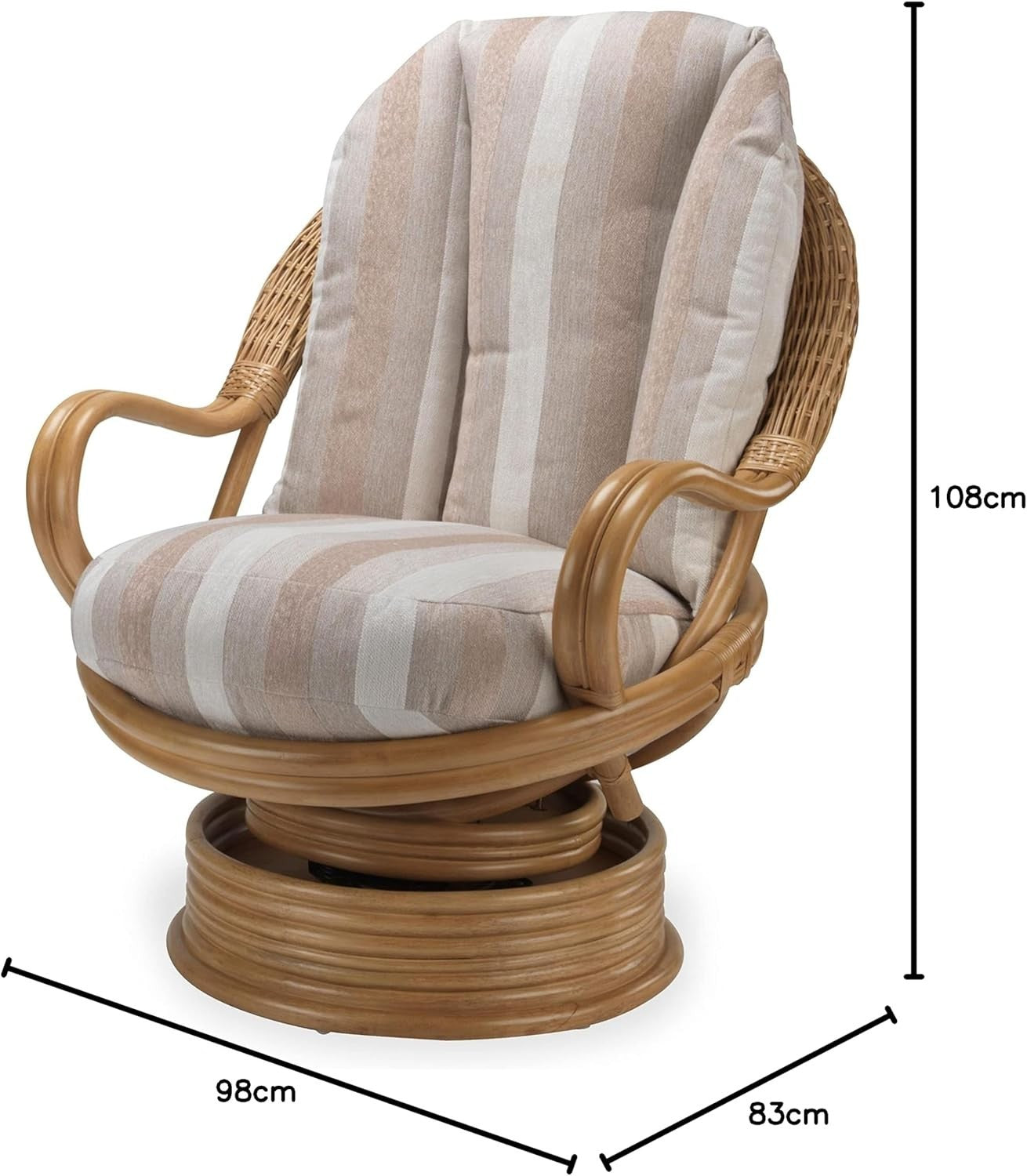 Swivel Rocking Rattan Chair Indoor Conservatory Armchair 360° Motion
