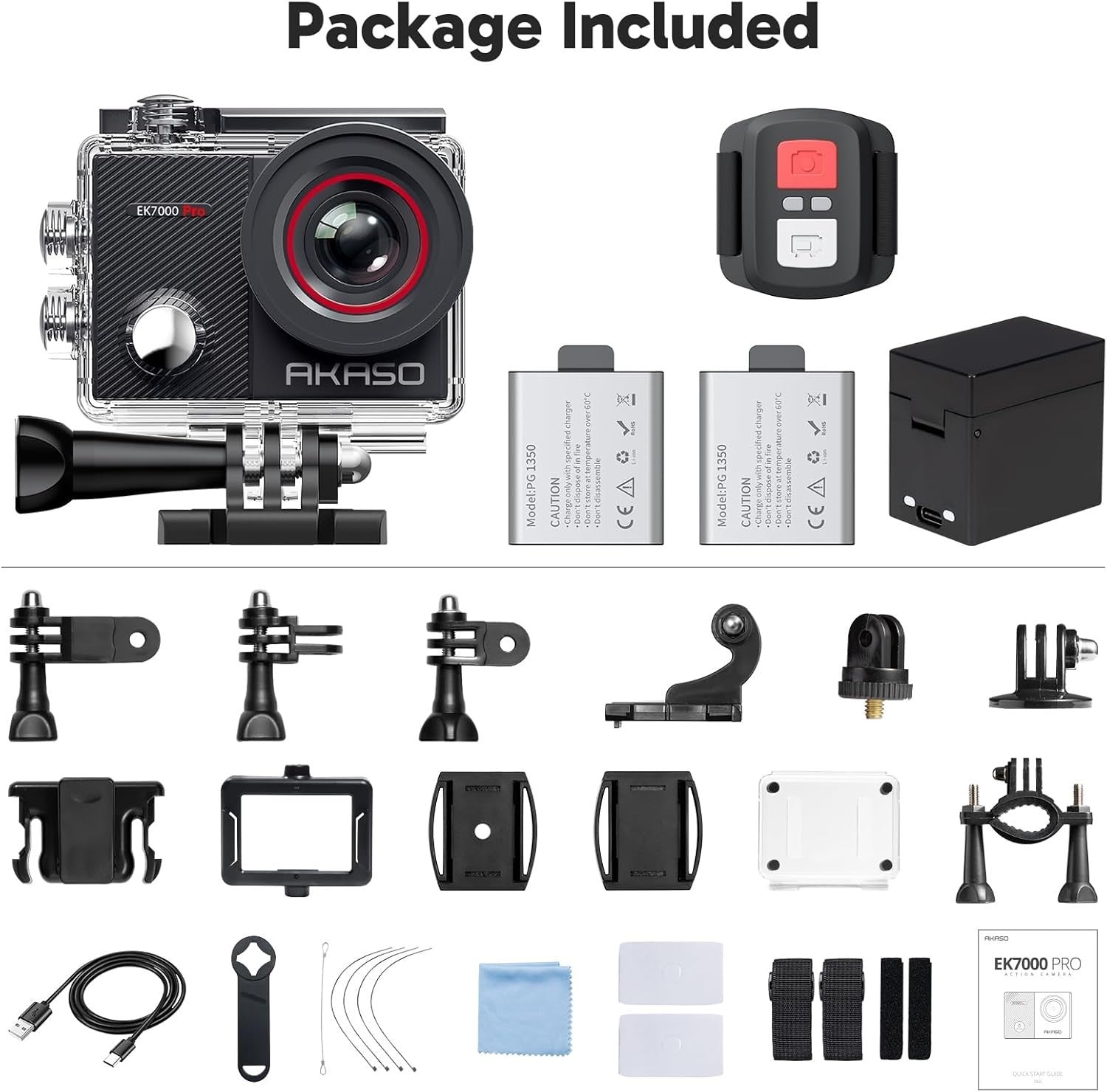 4K Action Camera Waterproof 40M Touch Screen EIS Remote Cam Kit