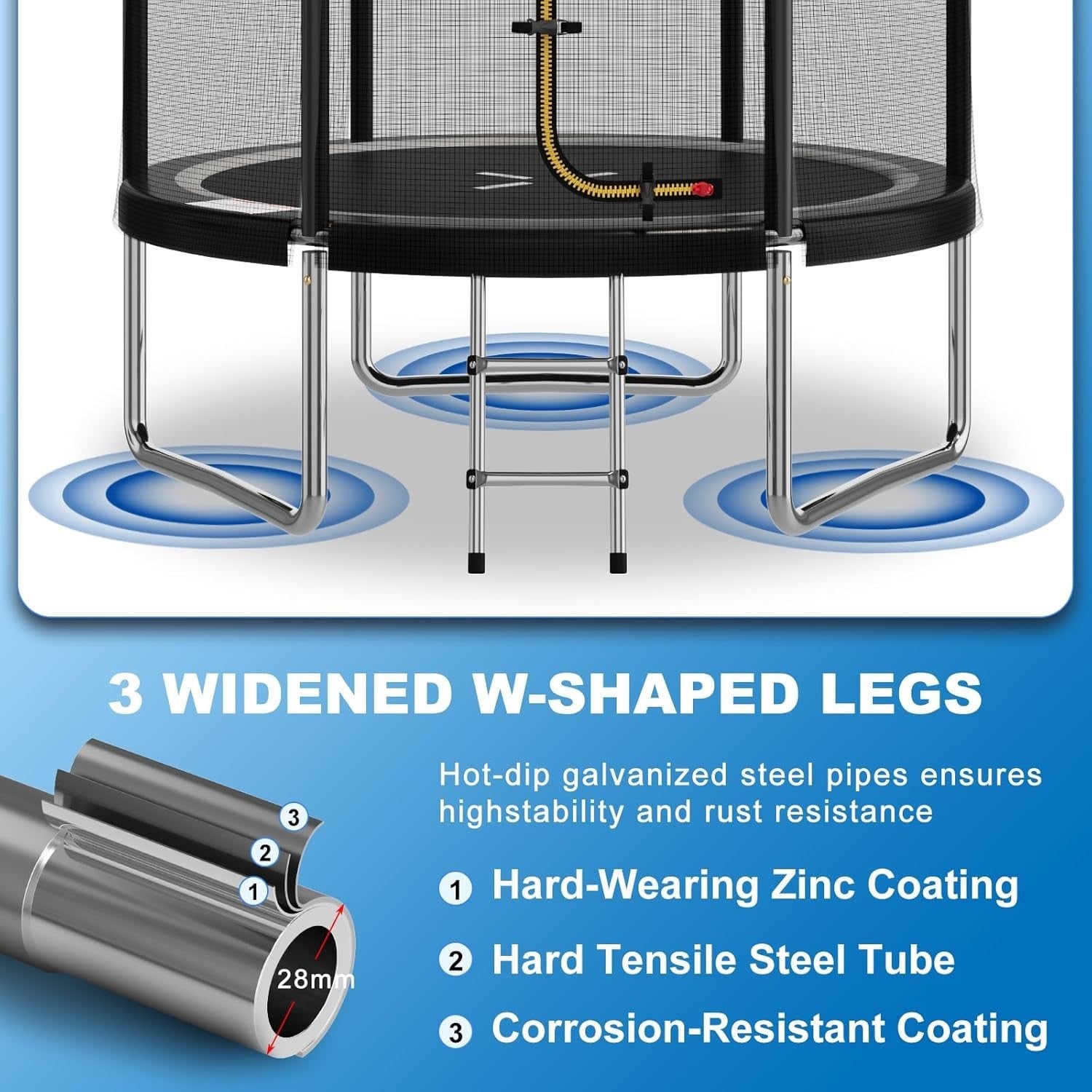 6FT Kids Garden Trampoline w Safety Net Steel Frame Outdoor Play