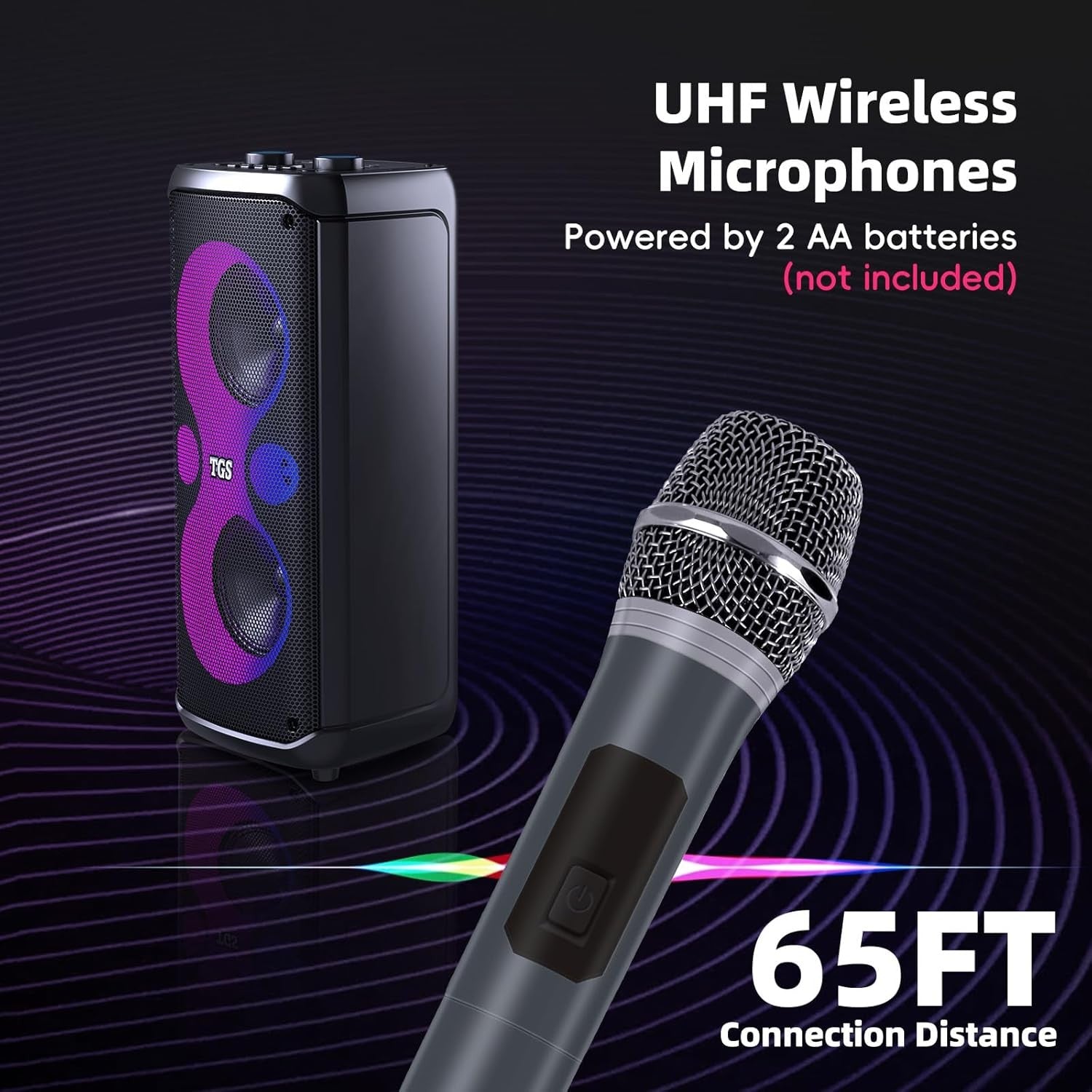 TGS 6.5" Dual Mic Karaoke Machine 400W LED Party Speaker Bluetooth