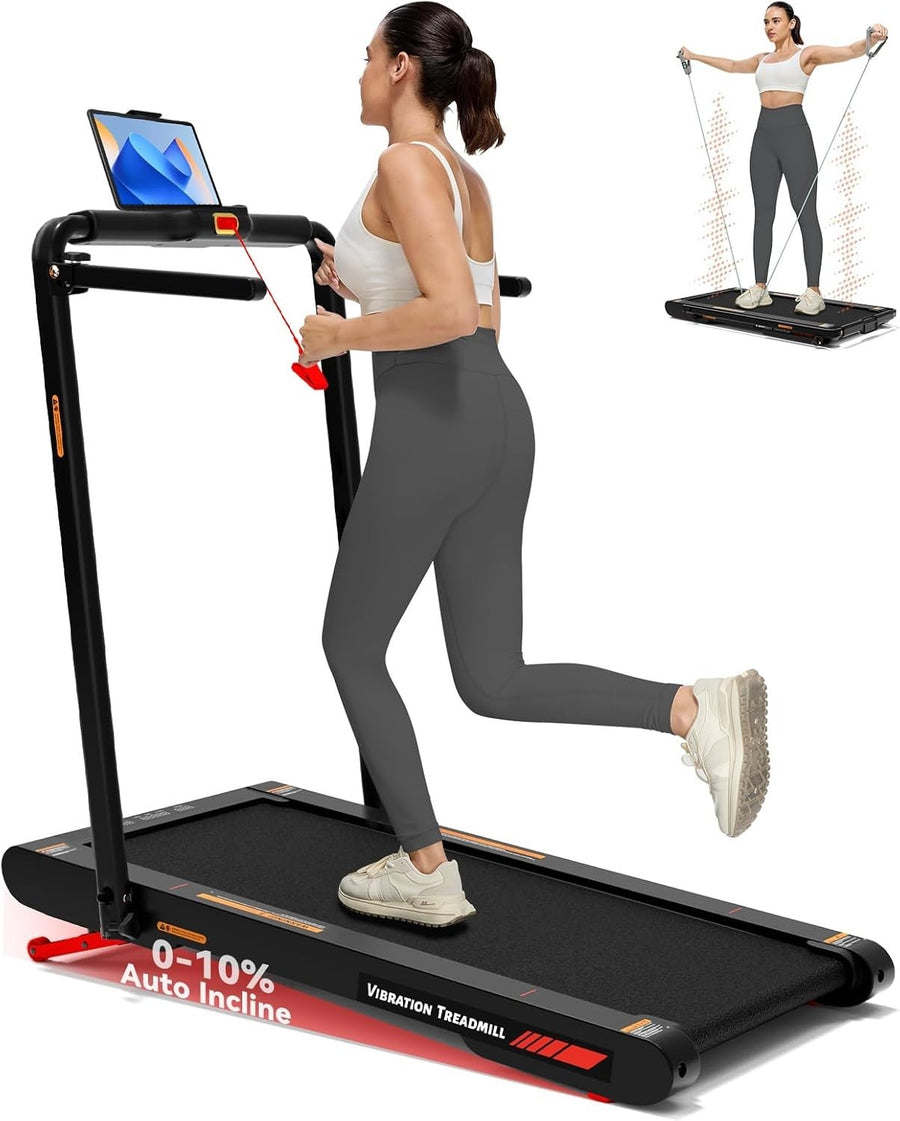 4-in-1 Under Desk Walking Treadmill with Auto Incline & Vibration