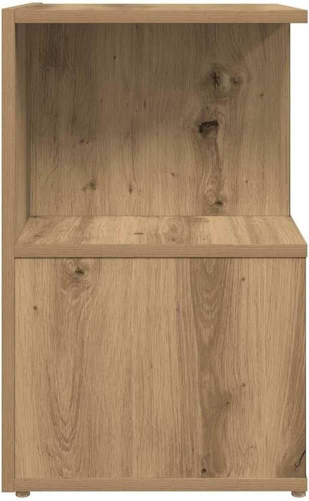 Pair of Oak Bedside Tables | Modern 2 Tier Nightstands with Open Storage