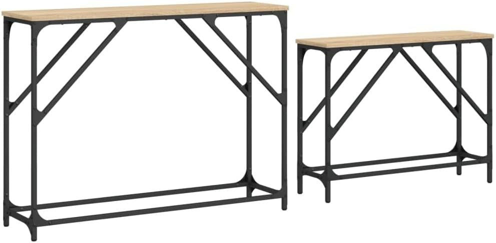 Nesting Console Table Sonoma Oak Metal Frame 80kg Capacity Entry Sofa Side Desk