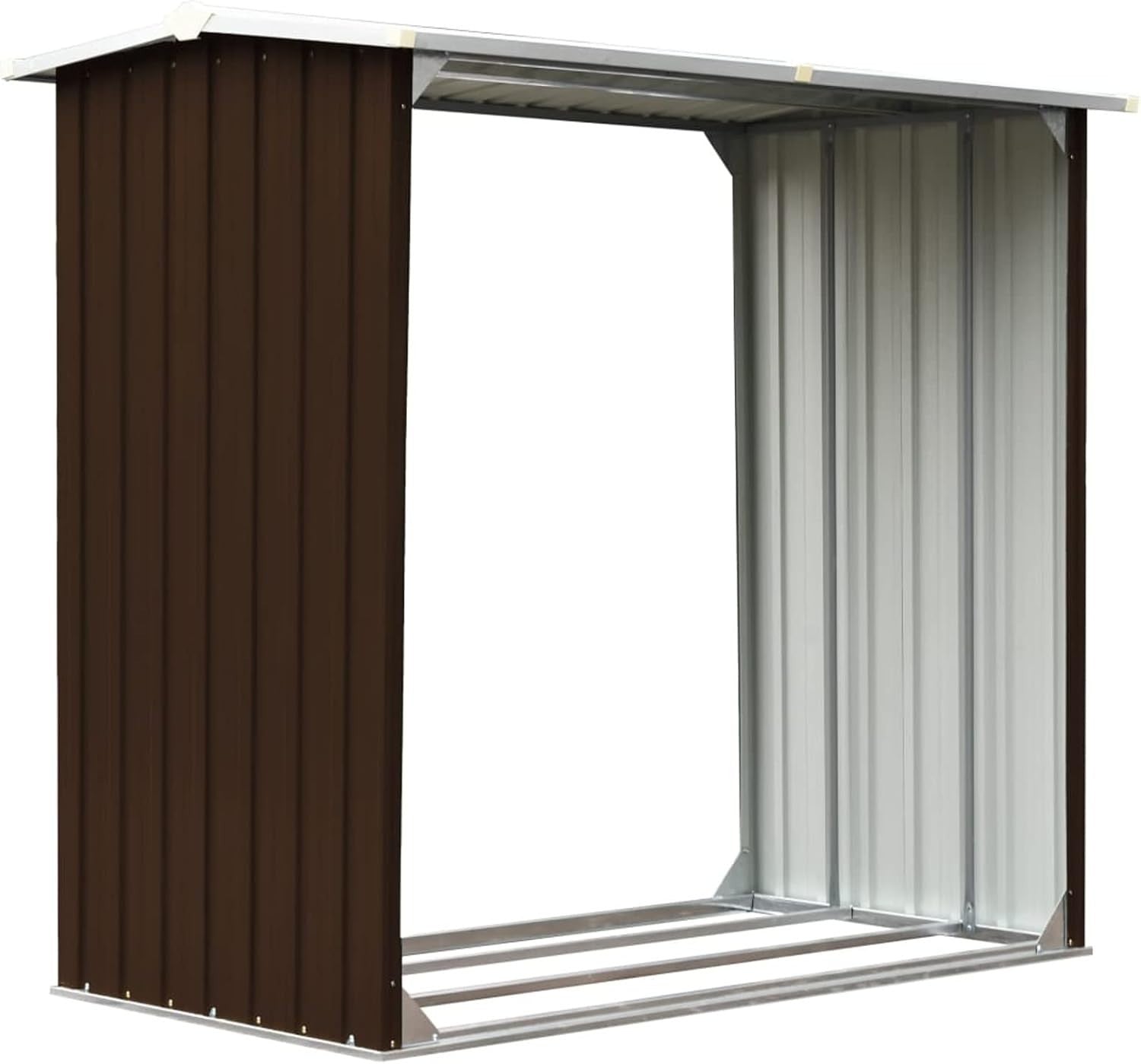 Heavy Duty Log Storage Shed 167x56x7cm Galvanised Steel Firewood Holder