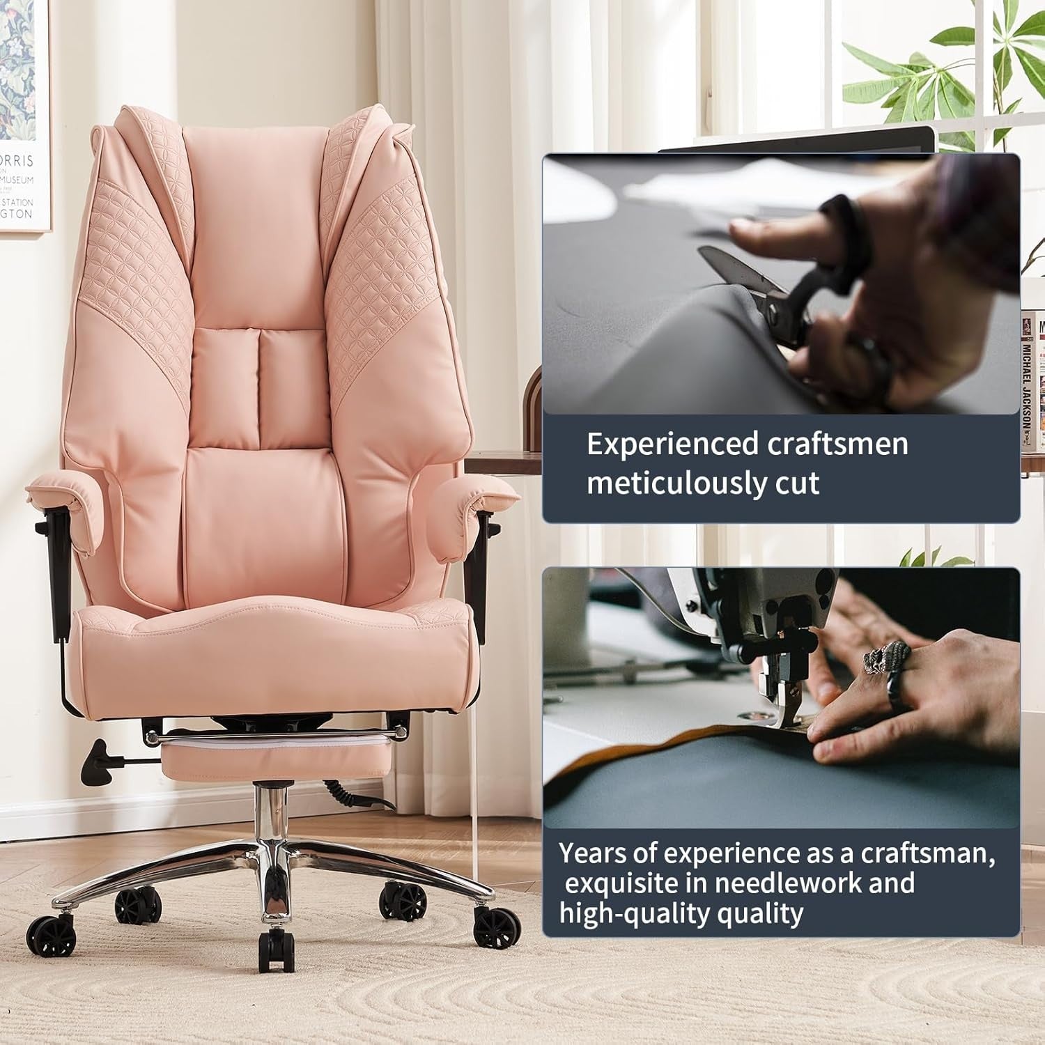 Heavy Duty Office Chair Big & Tall 400 lbs Wide Seat Ergonomic Mesh Back Pink