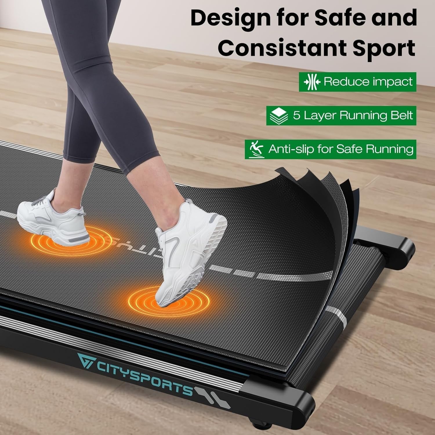 Under Desk Treadmill Walking Pad 6km/h Remote Control Incline LED Display --