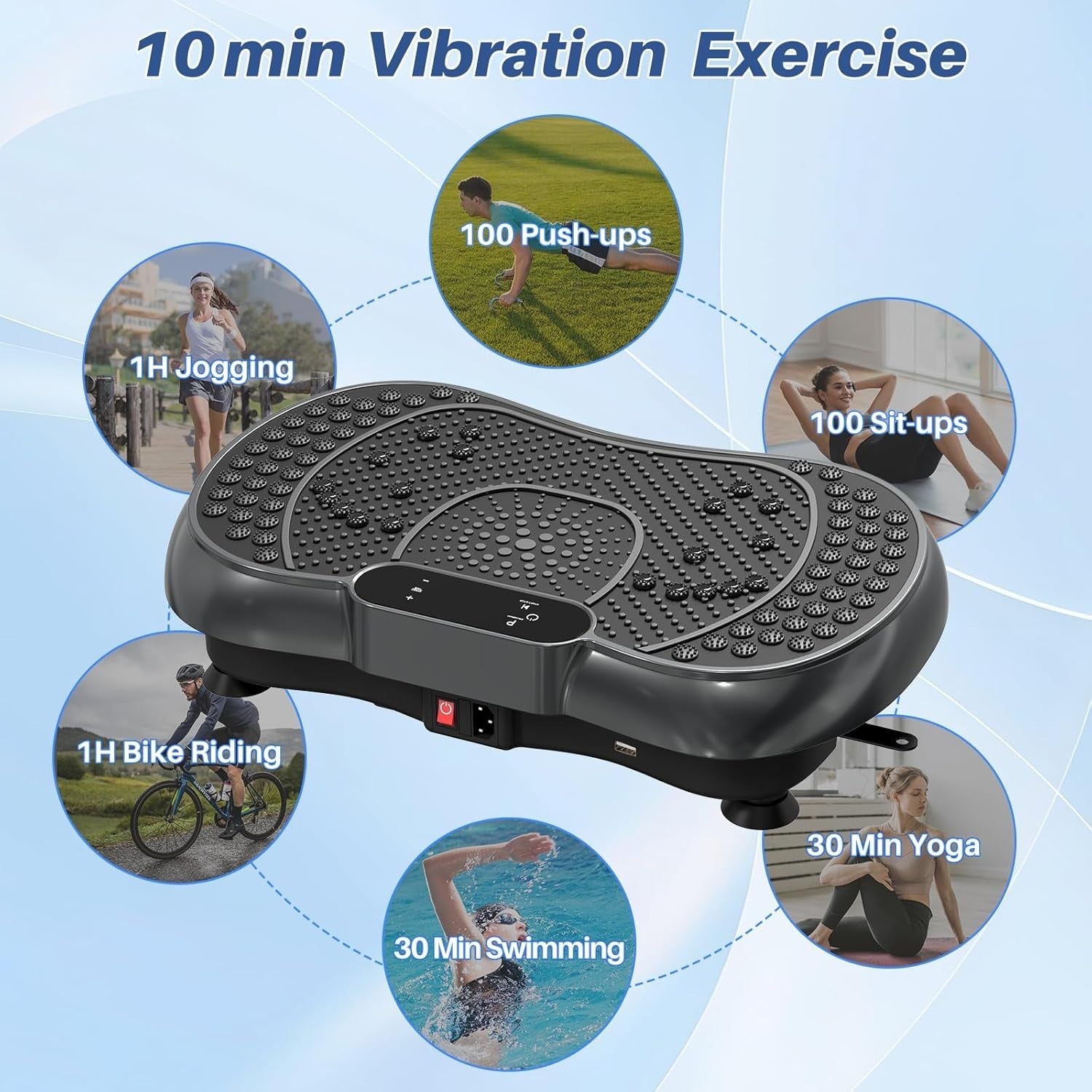 Onyx Black Vibration Plate Exercise Machine 100 Speeds 450lb Home Fitness