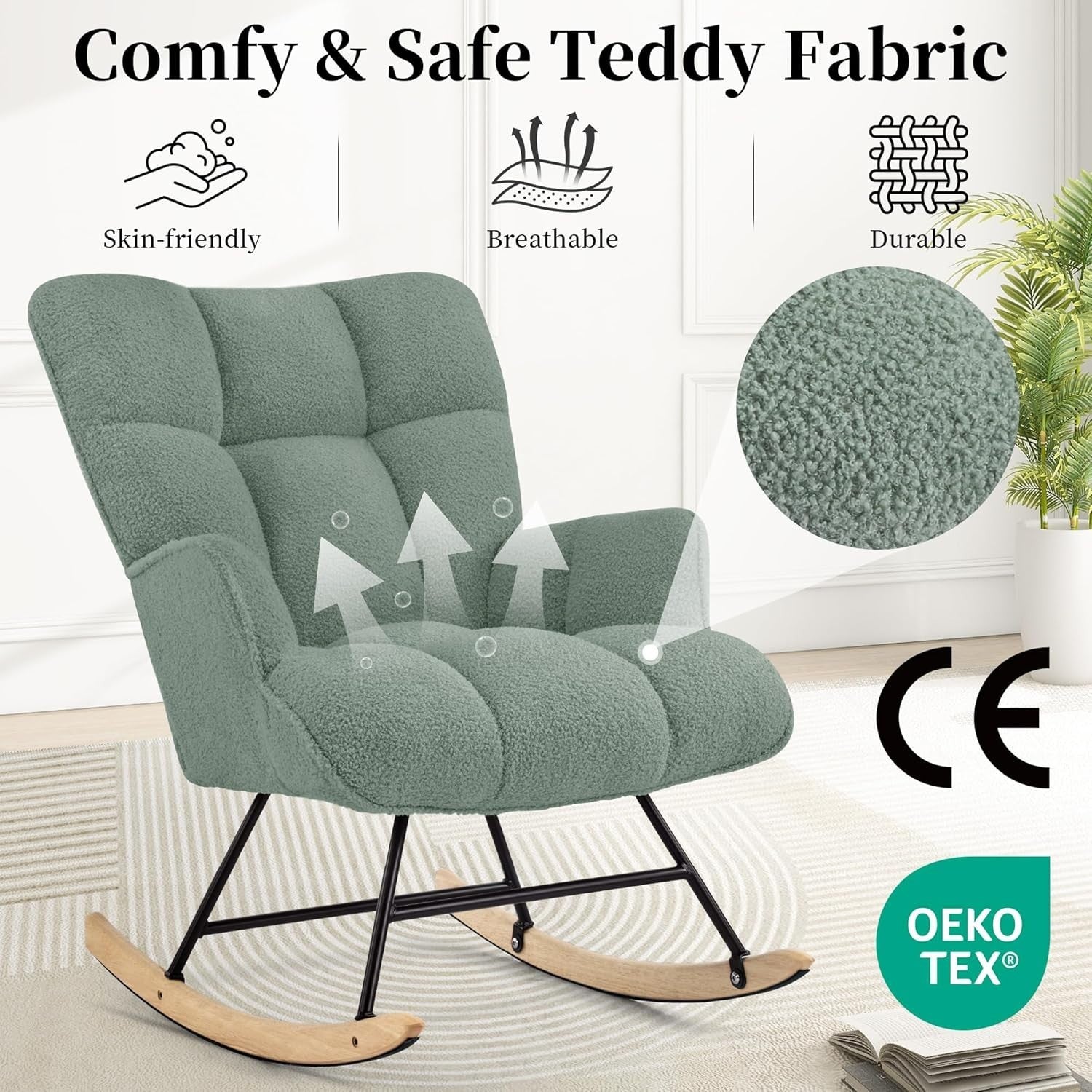 Teddy Nursery Rocking Chair Glider Armchair Comfy Lounge Bedroom Seat