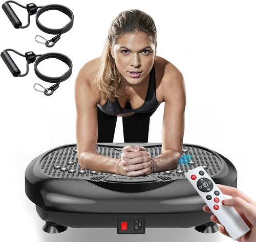Black Vibration Plate Fitness Device Full Body Workout Lymphatic Drainage