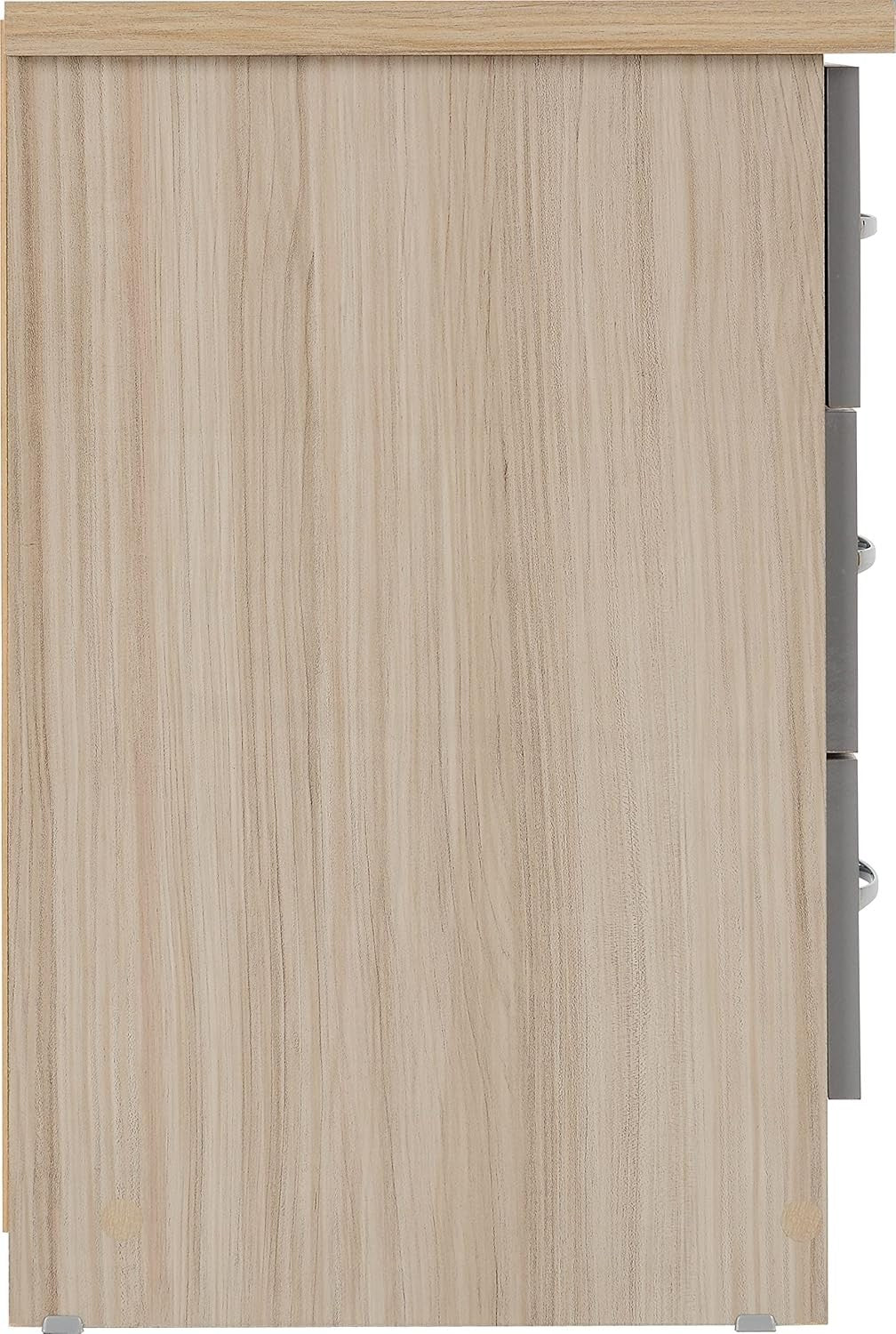 3 Drawer Grey Gloss Bedside Table – Modern Light Oak Nightstand