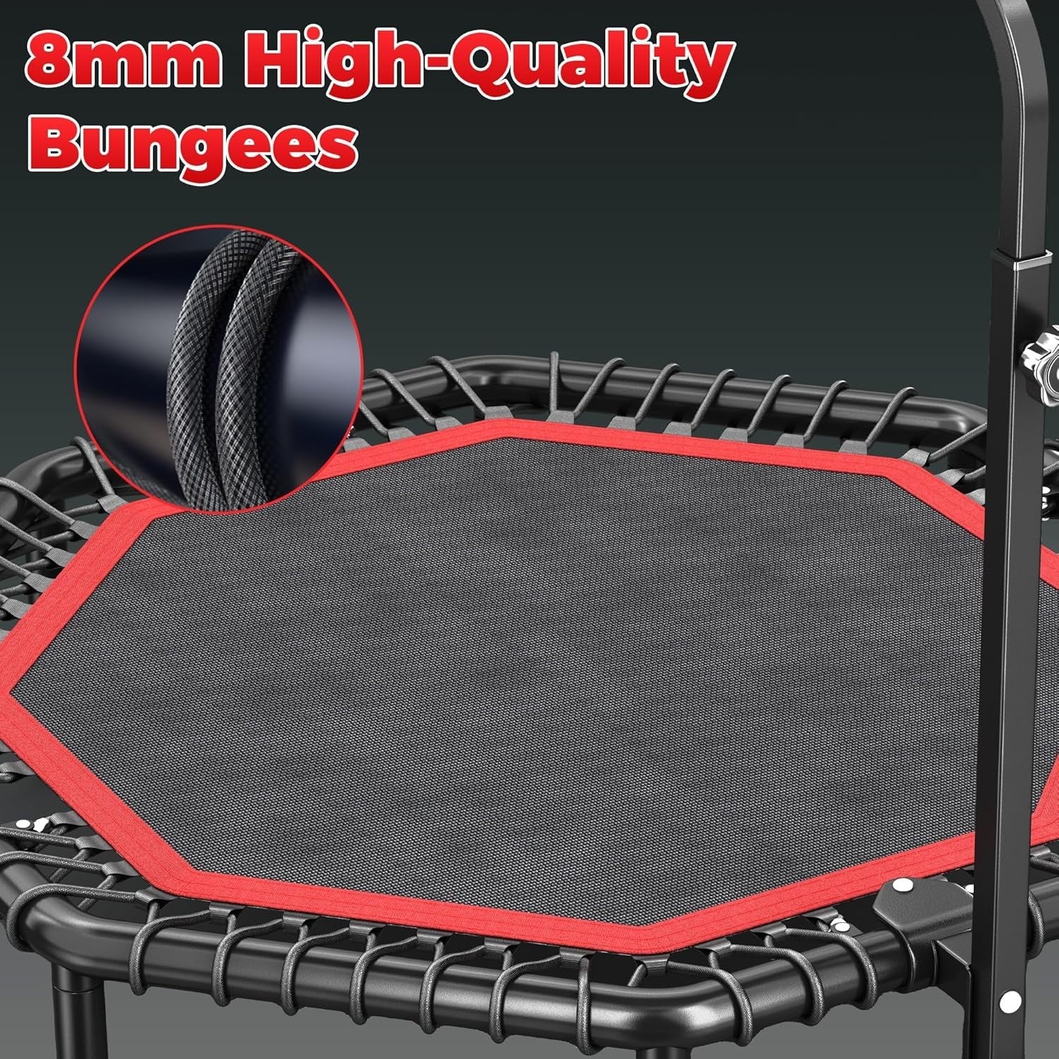 48in Octagonal Fitness Rebounder Trampoline Silent Bungee 550lb Indoor