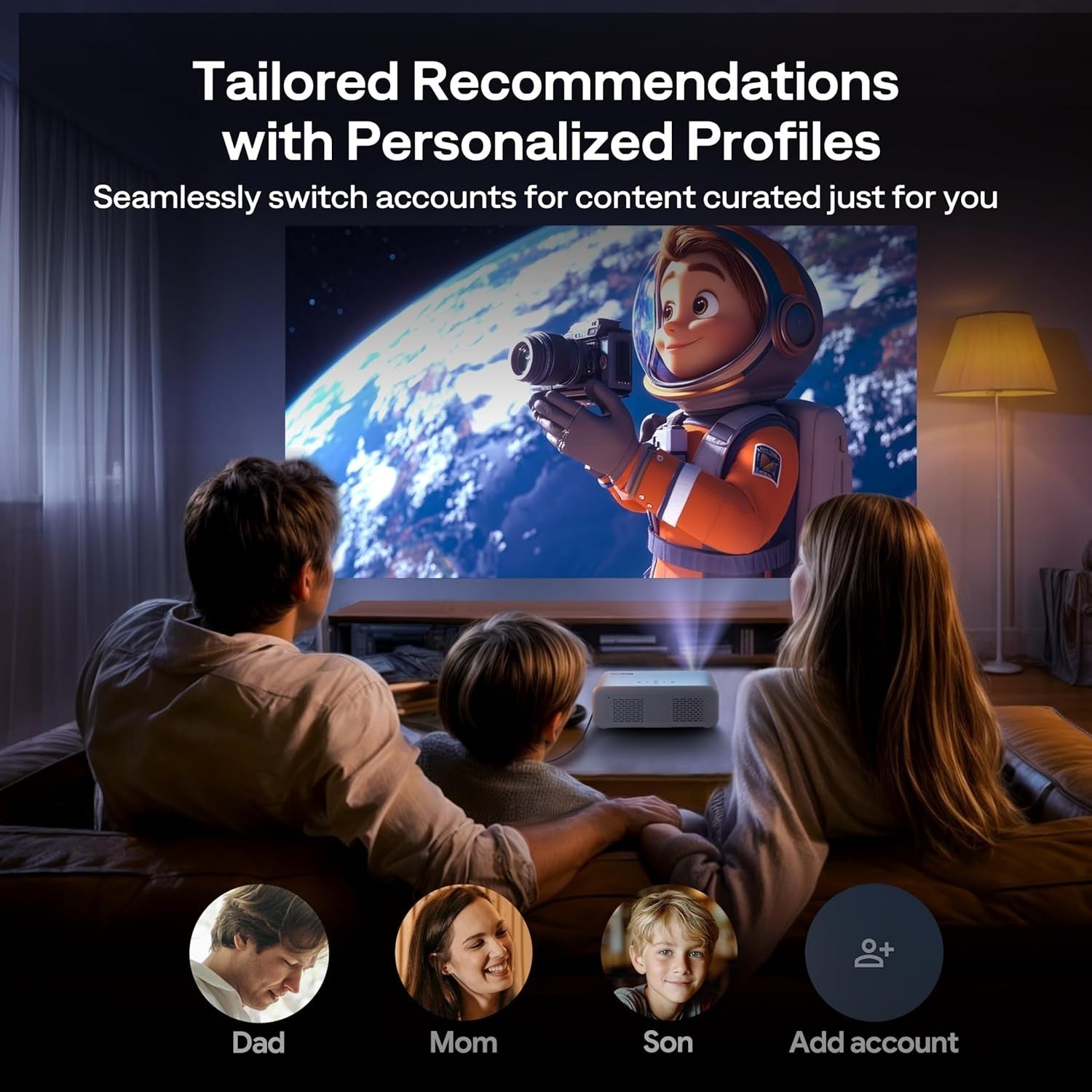 Google TV 1080P Smart Projector 4K Support Dolby Audio WiFi Bluetooth