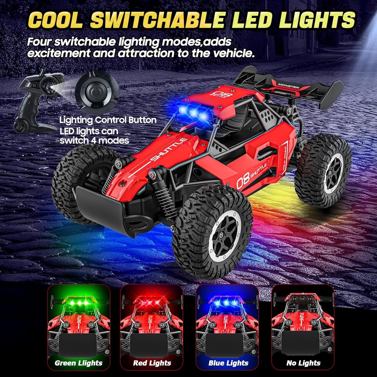 RC Car 20KM/H Remote Control Car 2.4GHz Alloy Monster Truck Toy for Kids