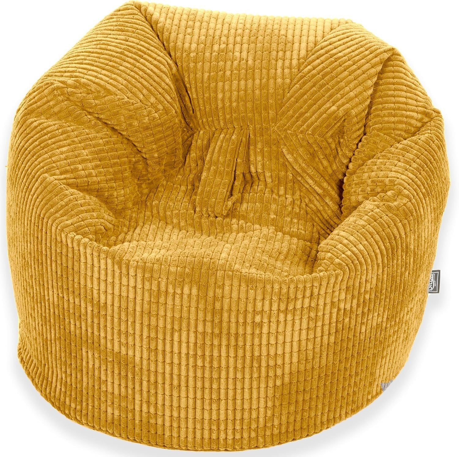 Kids Corduroy Bean Bag Chair Mustard – Comfy Seat for Bedroom & Playroom