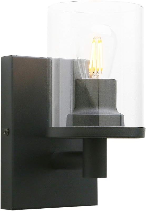 Modern Black Glass Wall Sconces, Dimmable Indoor Lights, Set of 2