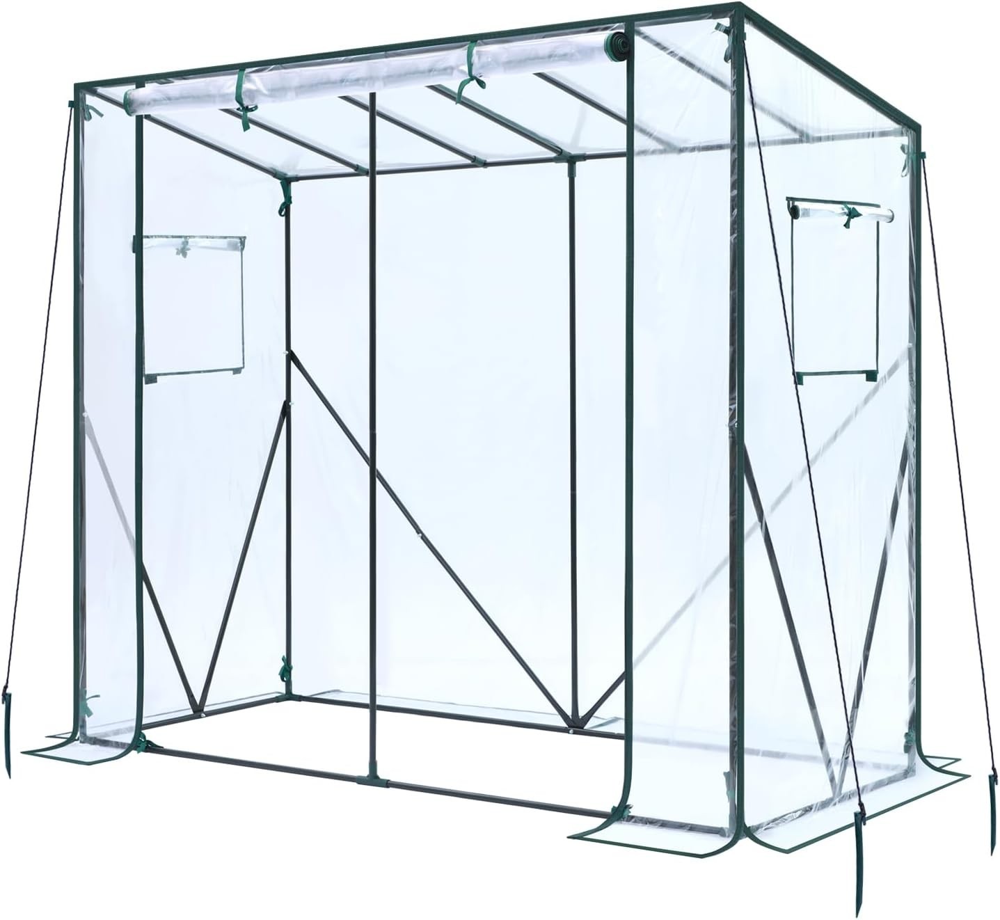 Walk-In Greenhouse with Mesh Windows | Transparent PVC Cover | 3 Tier 6 Shelf