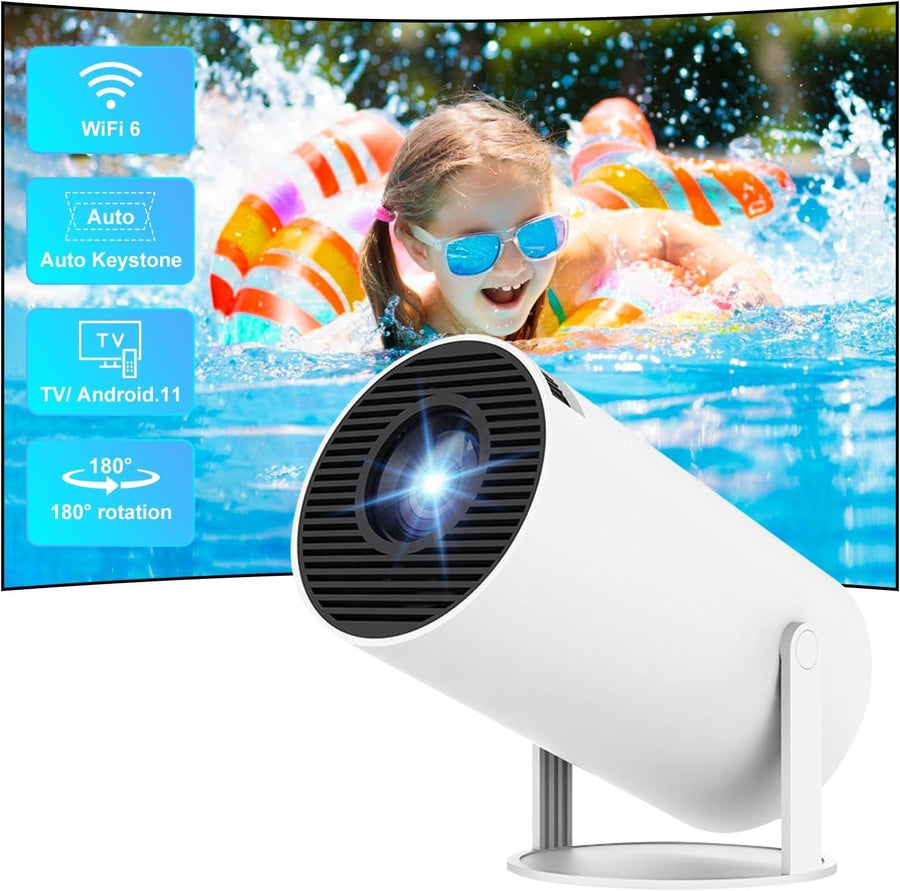 Smart Mini Projector WiFi 6 Bluetooth 4K Support Auto Keystone 300"