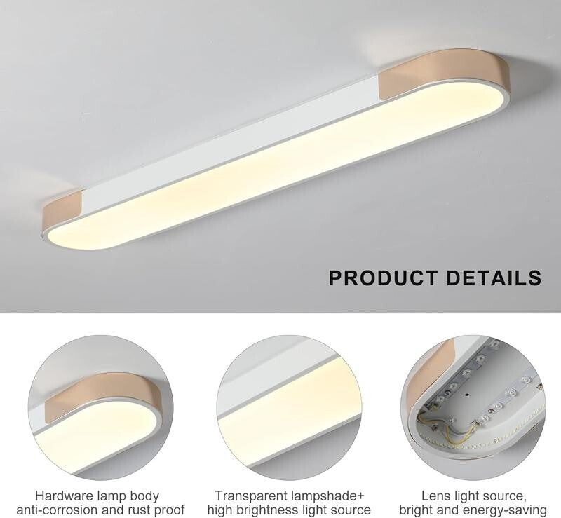 100CM Dimmable LED Ceiling Light Gold Remote Flush Mount Lamp 2880LM