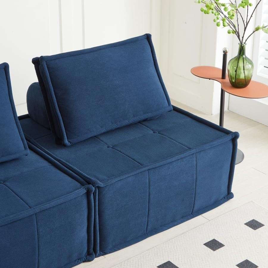 Modular Corduroy Sofa Bed 2-Seater | Deep Seat Sleeper for Small Spaces
