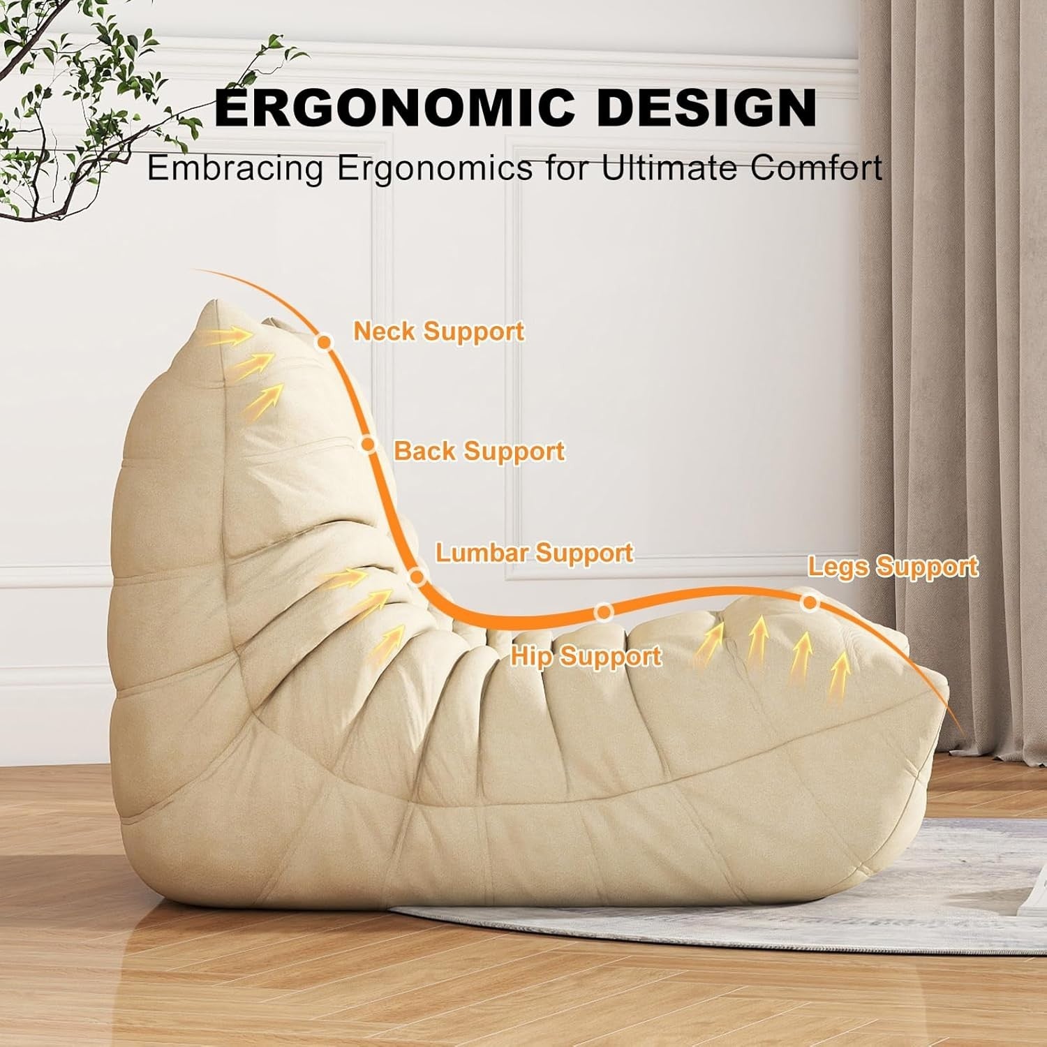Luxury Waterproof Adult Bean Bag Chair for Living Room, Gaming & Reading