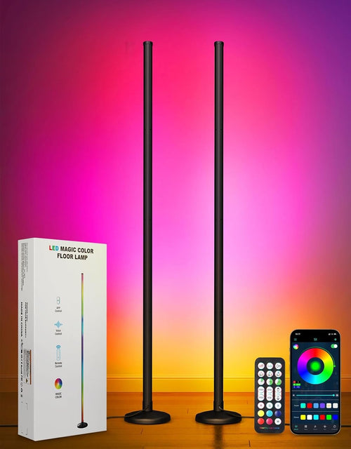 2x LED RGB Corner Floor Lamps Smart App Remote Music Sync Colour Changing