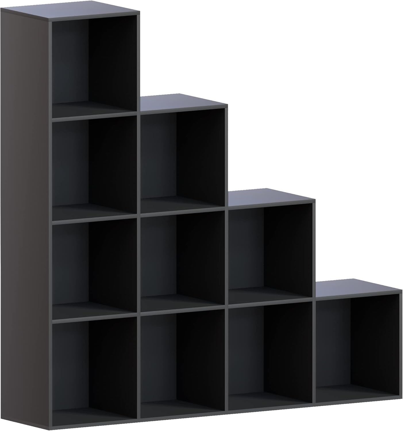 6 Cube Staircase Storage Shelf Black Modern Durable Organizer