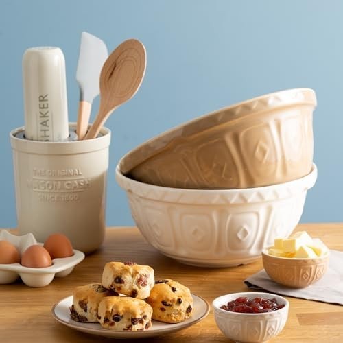 6L Cream Mixing Bowl 33cm Earthenware Classic Kitchen Bakeware