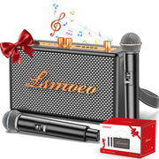 Portable Karaoke Machine Black 2 Wireless Mics Party Speaker