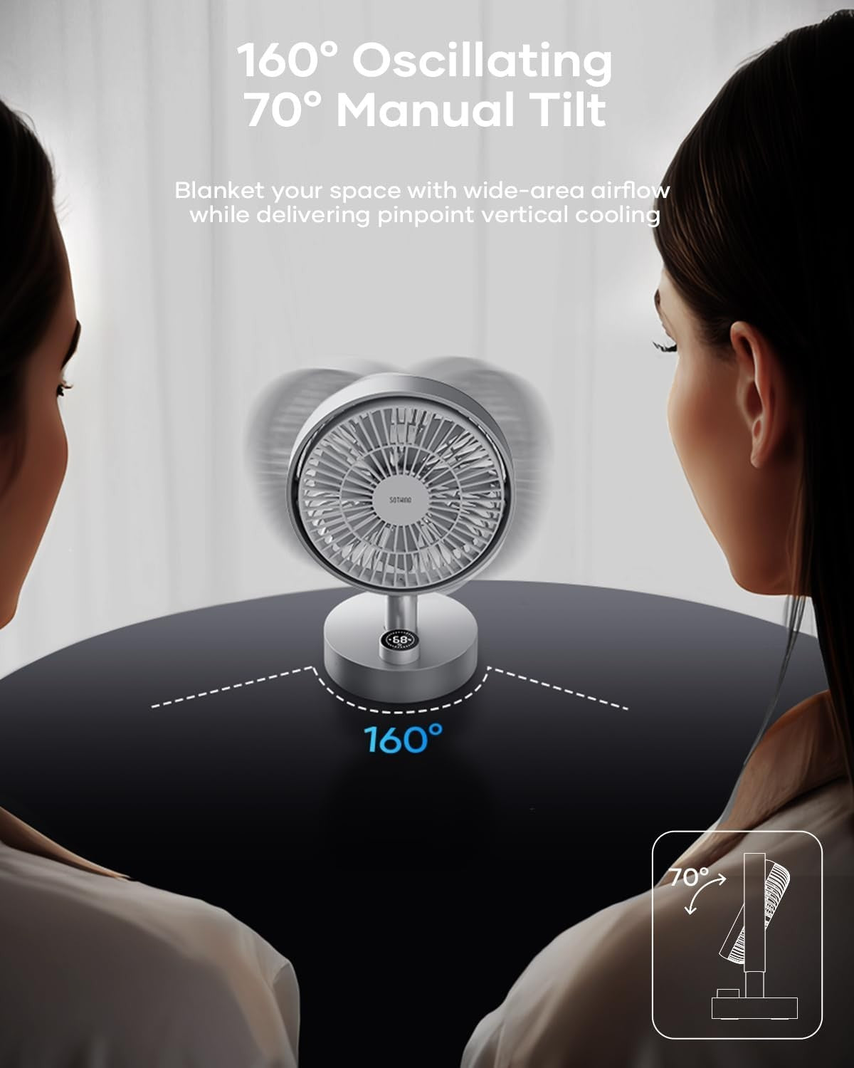6.6-Inch Rechargeable Desk Fan – Quiet 10-Speed USB-C Air Circulator for Office