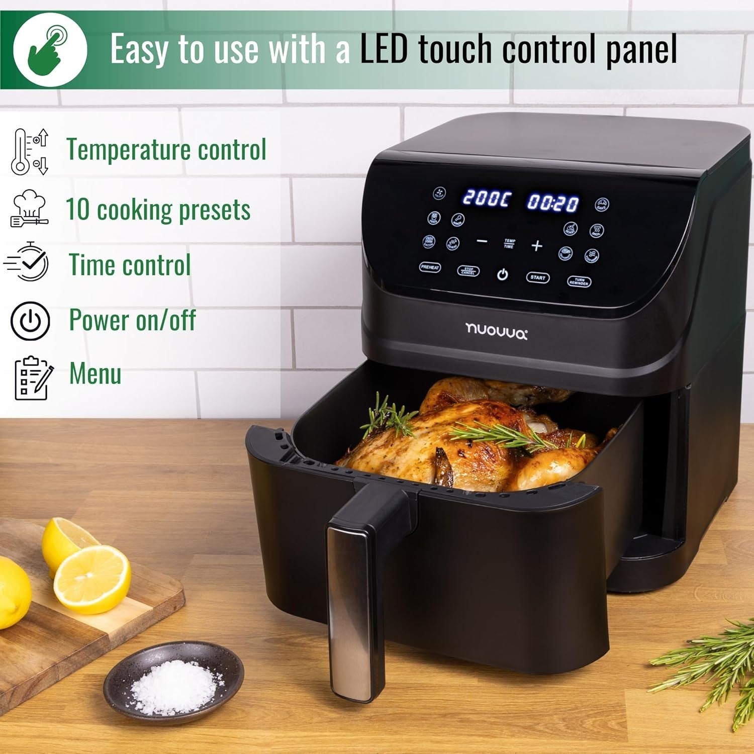 Air Fryer 6L Digital Touch 7 Presets Large Capacity Oil-Free Healthy Cooking