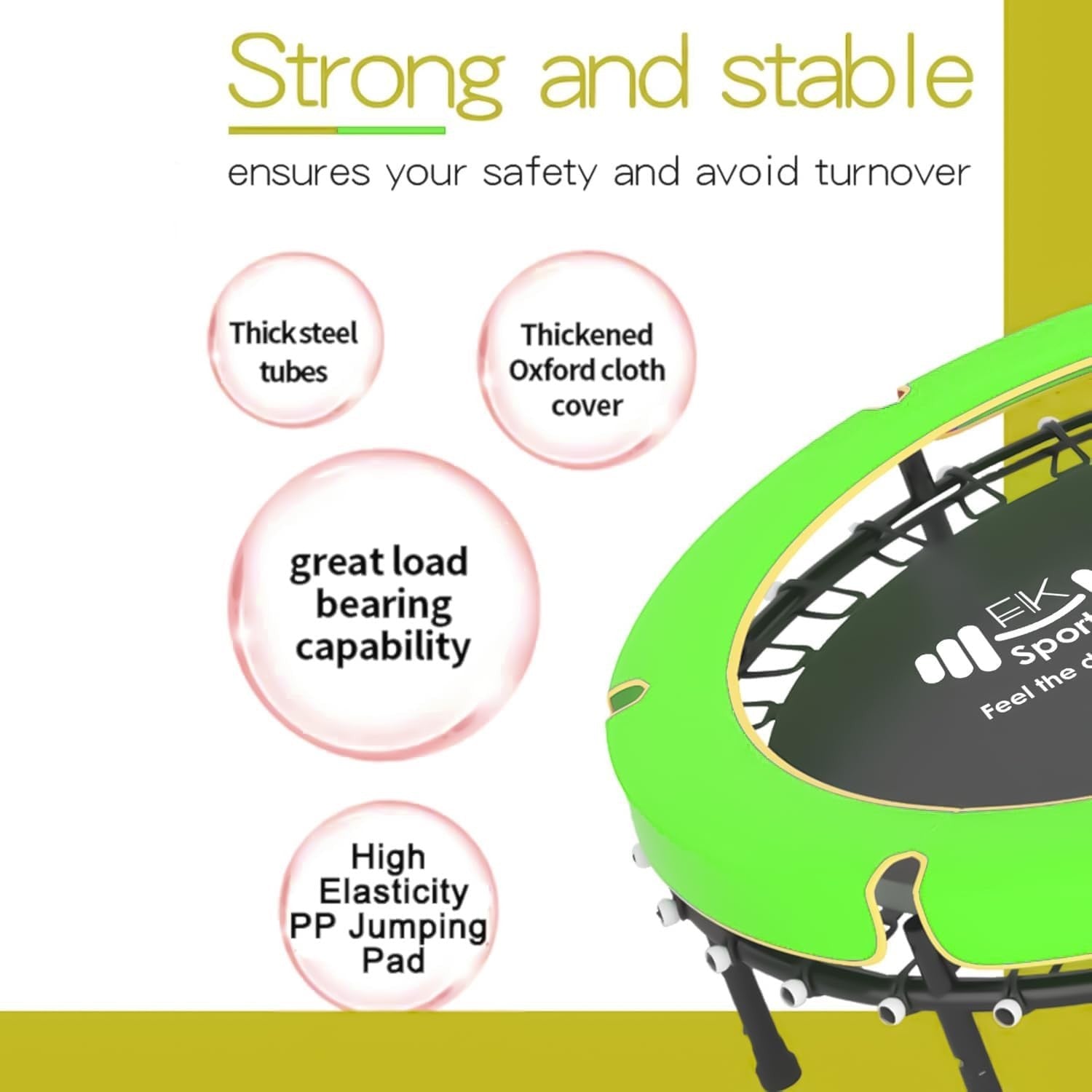55” Kids Rebounder Trampoline w Safety Net Indoor Outdoor Ages 1–11