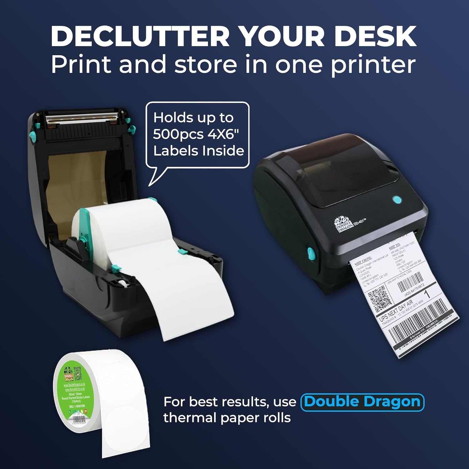 4” Thermal Label Printer 203DPI USB Bluetooth WiFi