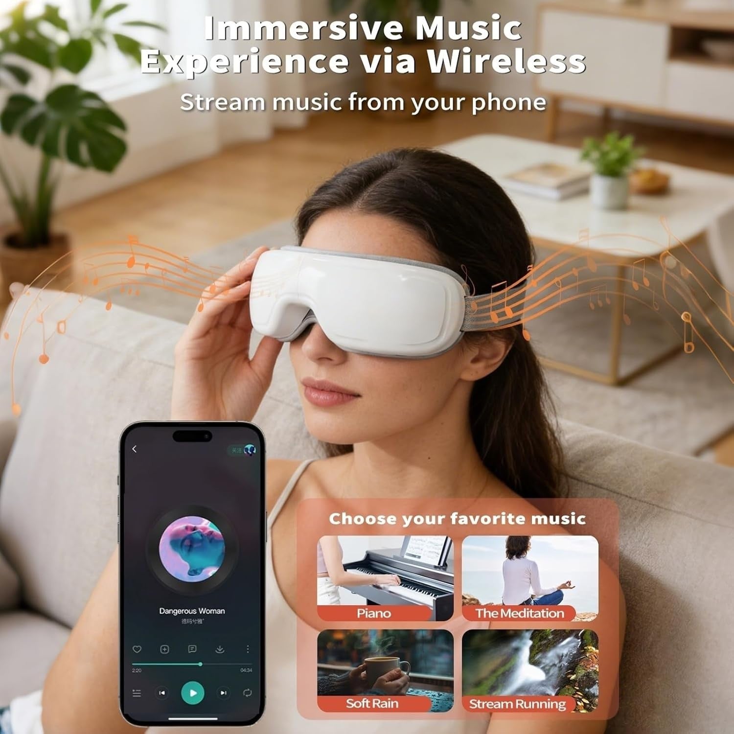 Heated Eye Massager Air Compression Bluetooth Music Sleep Relaxation