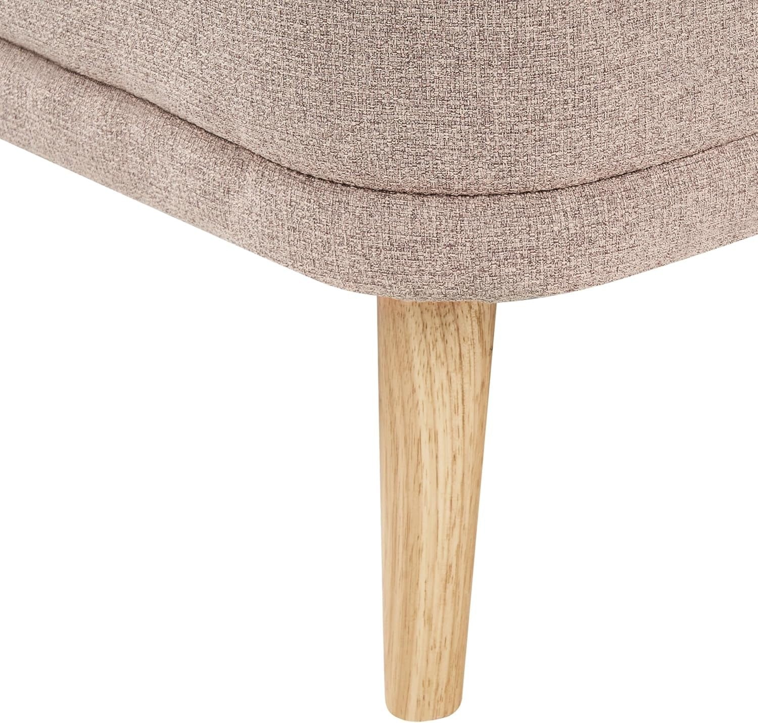 Traditional Left Hand Brown Chaise Lounge | Soft Polyester & Sturdy Wood Legs