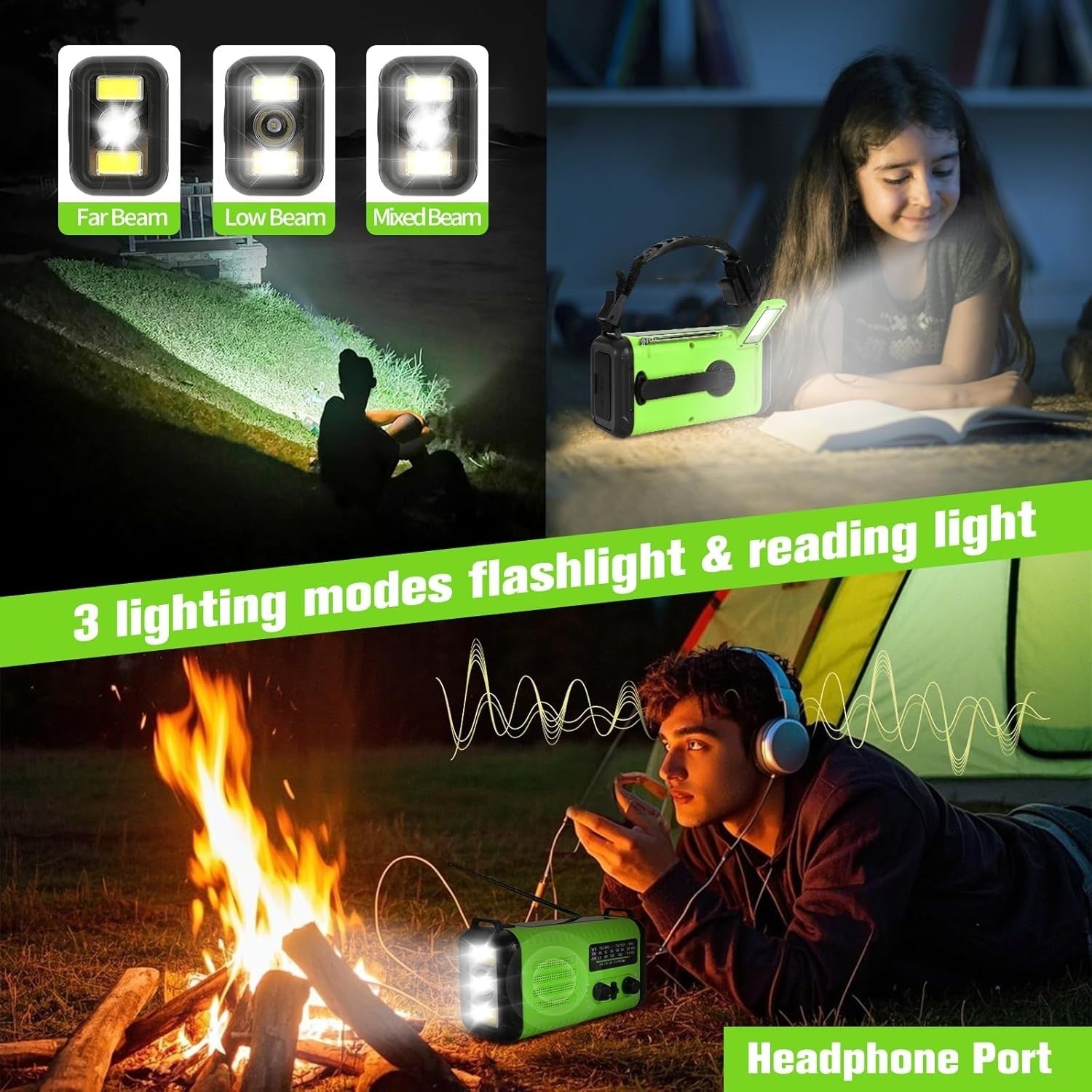 Wind Up Solar Emergency Radio 20000mAh AM/FM NOAA SOS LED Torch