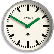 Retro 30cm Silent Wall Clock Green Hands Galvanised Metal Industrial Style