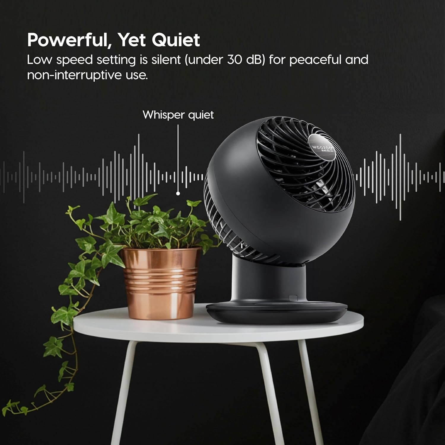 Oscillating Desk Fan w/ Remote – 5-Speed Quiet Air Circulator 90° Tilt Black