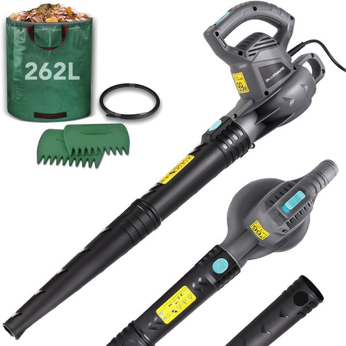 Electric Leaf Blower 3000W Corded Garden Set Grabber 262L Waste Bags
