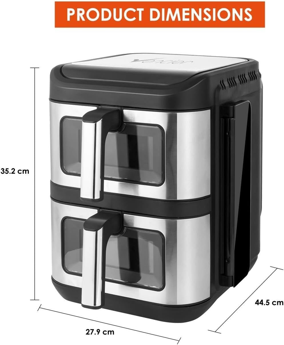 11L Dual Basket Air Fryer Slim Vertical 2×5.5L Fast Cook Cyclone Fan Touchscreen