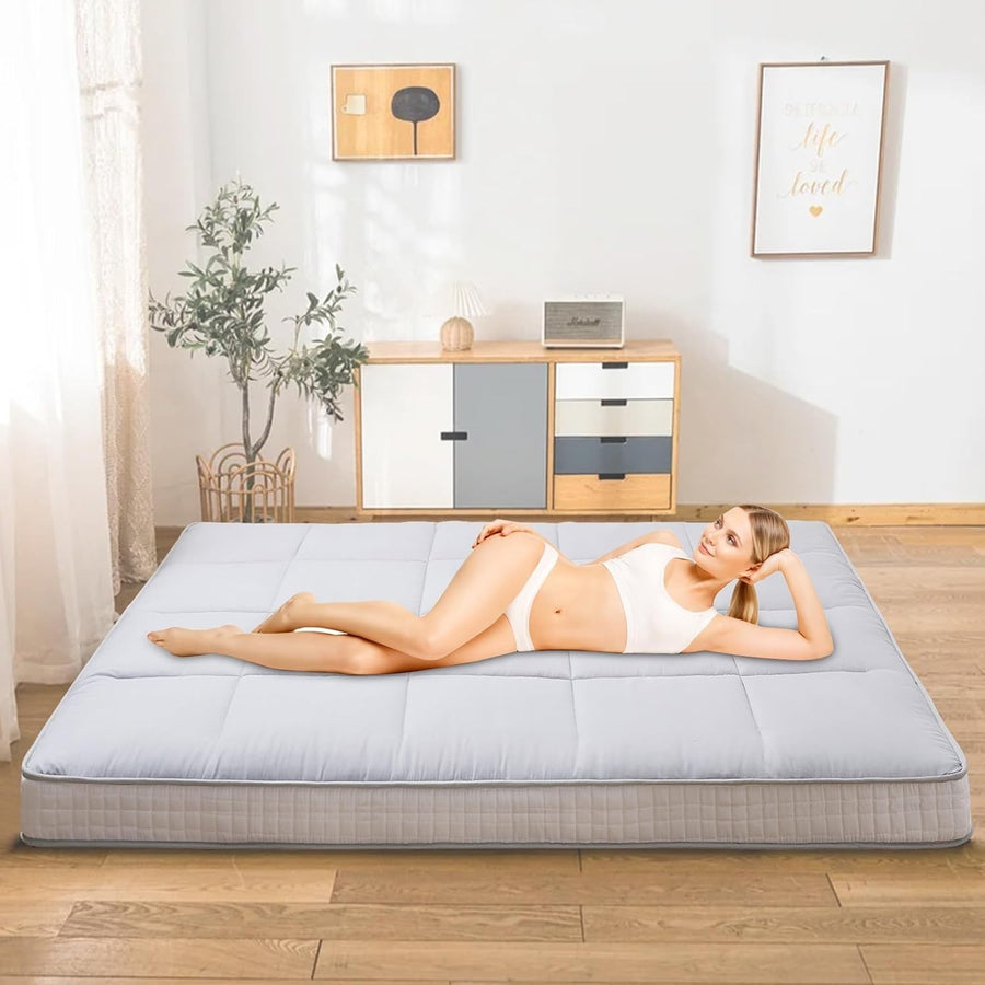 10cm Foldable Futon Mattress Double Tatami Bed Floor Guest Foam Mat