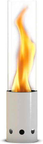 Outdoor Table Fireplace, Smokeless Stainless Steel, Wood Pellet Powered (White)