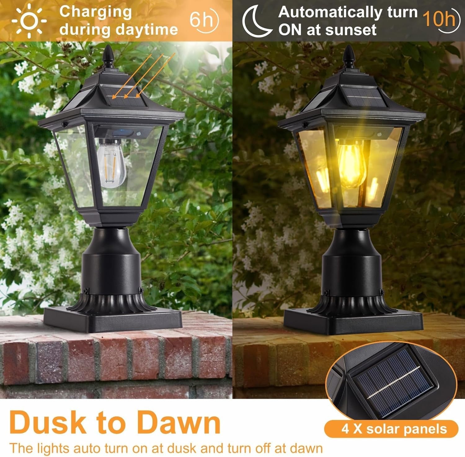 2 Pack Solar Post Lights Motion Sensor Outdoor Waterproof Garden Yard Lanterns