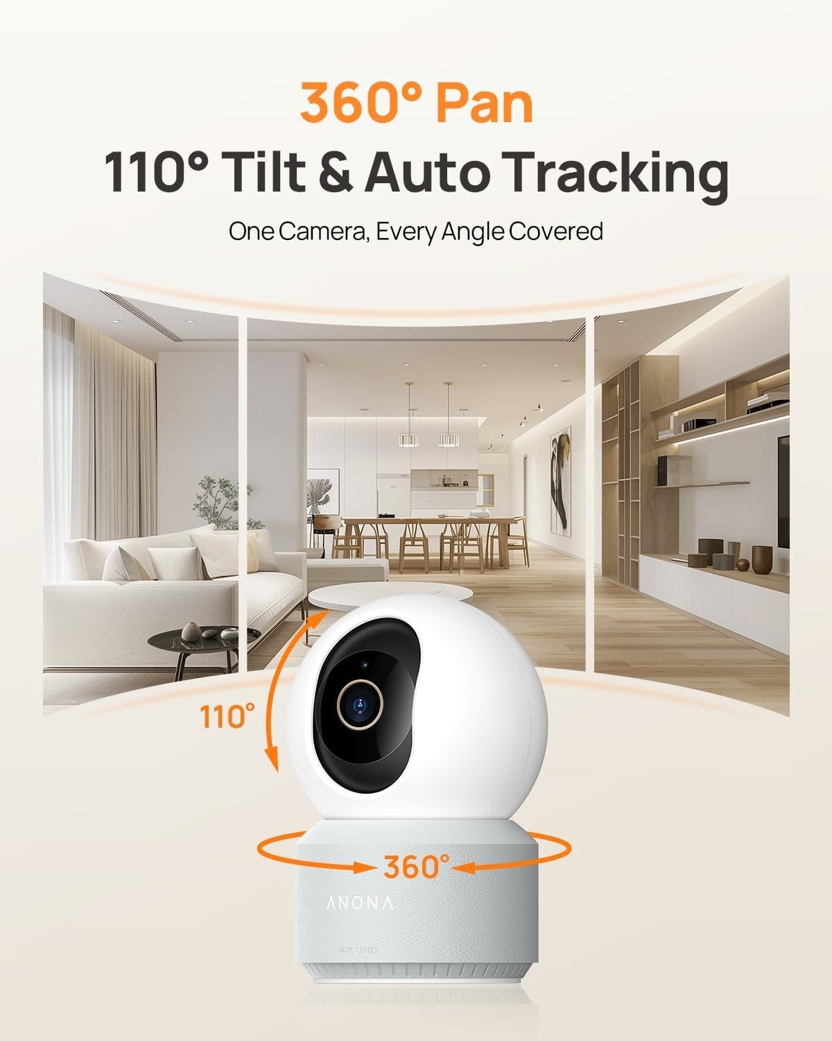 4K Indoor Security Camera 360° AI Pet Baby Monitor WiFi 6 Alexa