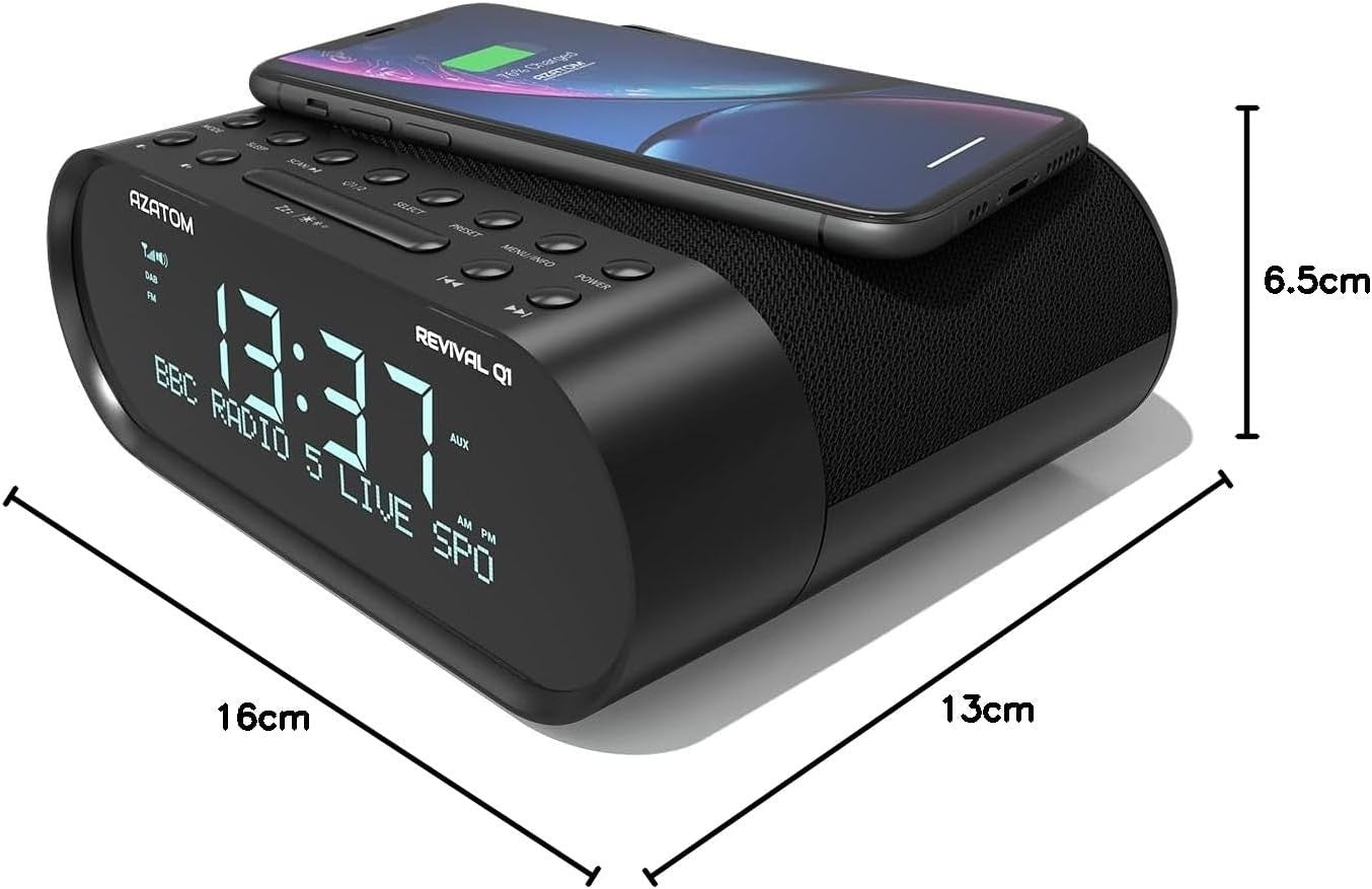 DAB DAB+ FM Bedside Digital Radio Alarm Clock Bluetooth Wireless Charging